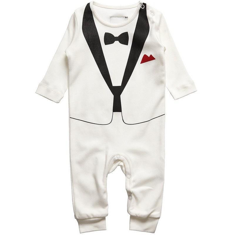 Baby Boy Suit Infant Gentleman Ha Garments Black Bow Tie Jumpsuit Kid Autumn Climb Romper Clothes