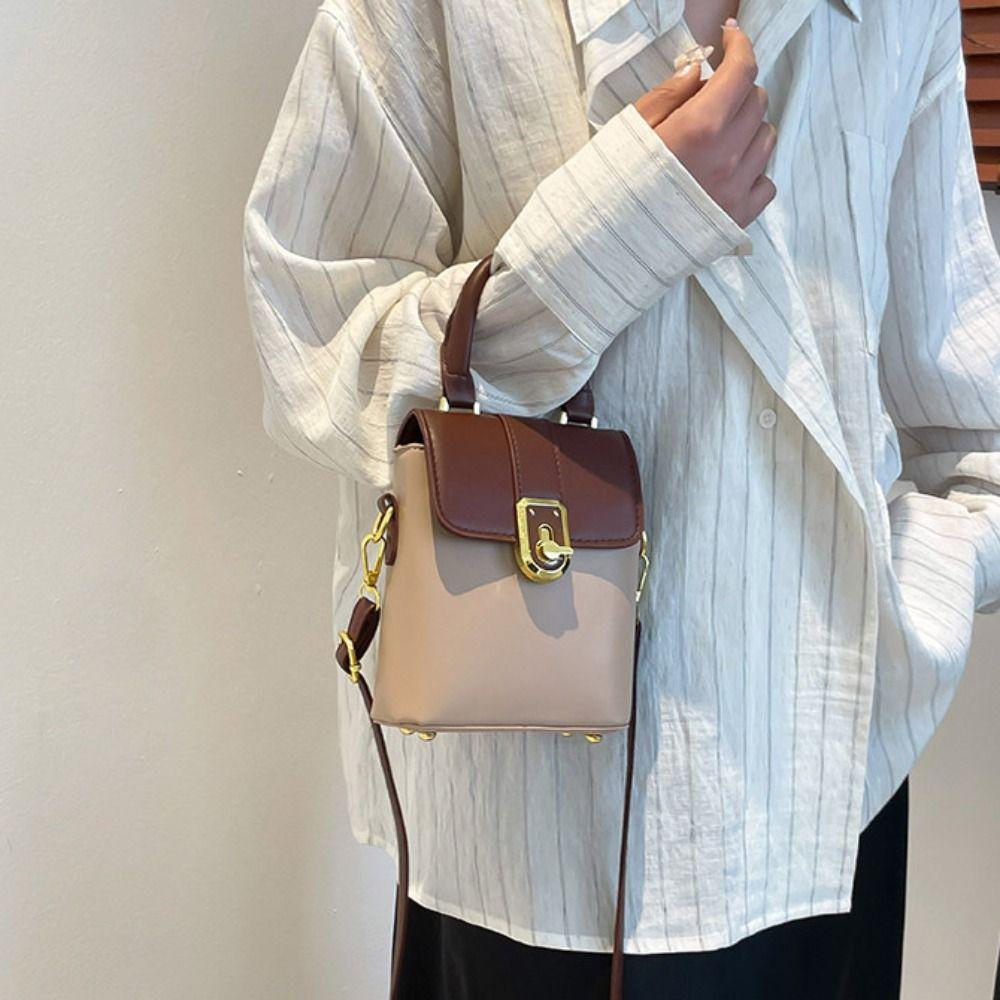 Korean Style Contrast Color Phone Bag Handbag Ins Square Tote Bag Simple Shoulder Bag Travel
