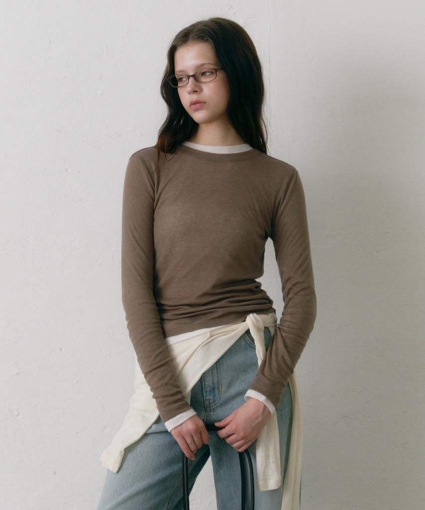 OSTKAKA Layered Wool Tencel T-Shirt Mocha