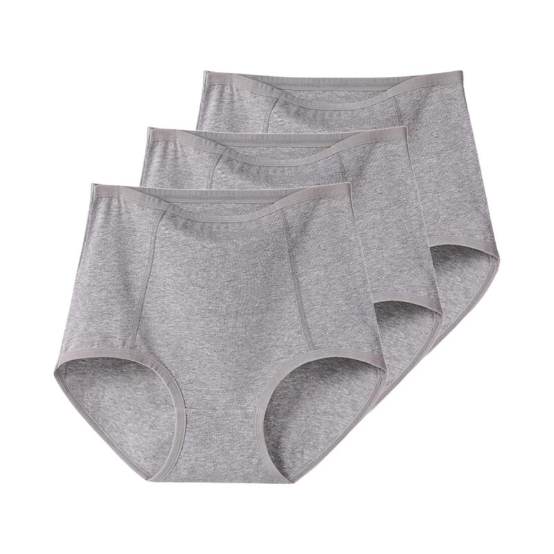 Женские трусики с высокой талией из 3 предметов, хлопковое нижнее белье, дышащие женские трусы большого размера XL-6XL