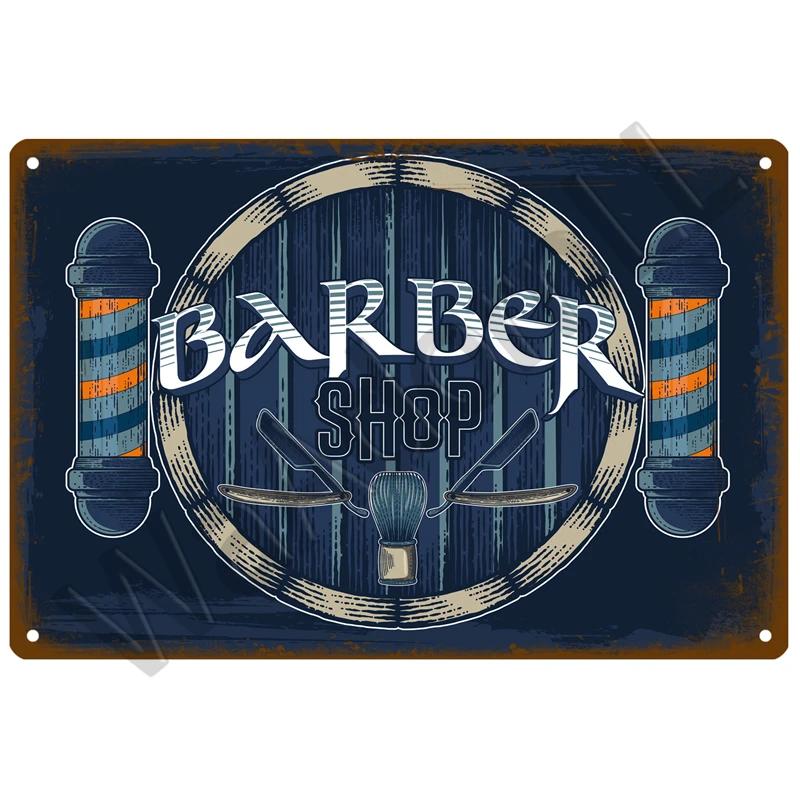 Barber Shop Tin Sign Poster Vintage Wall Posters Metal Sign Decorative Wall Plate Kitchen Plaque Metal Vintage Decor Accessories