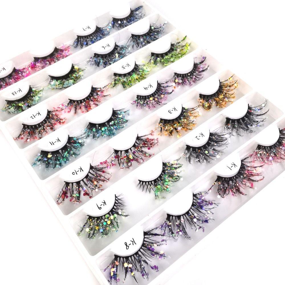 25mm Fluorescent Lashes Luminous Glow In Dark Lashes Shiny False Eyelashes Extension Cosplay Stage