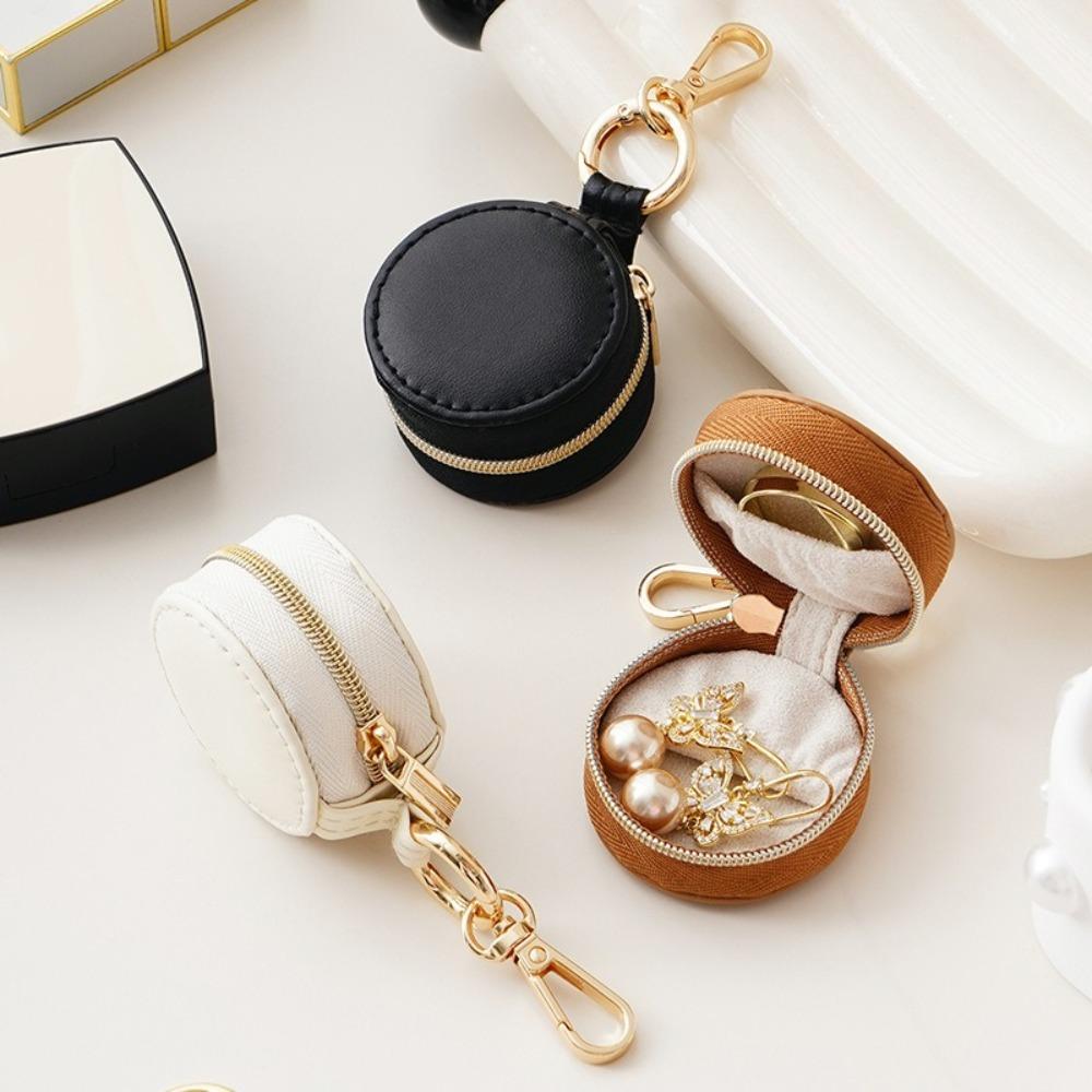 Round Mini Jewelry Box Necklace Display Ring Packaging Box Portable Travel Bag Travel