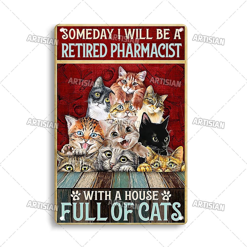 Артизан черный кот ретро металлический постер забавный питомец винтажный декоративный жестяной знак гараж бар паб клуб кухня дом человек пещера настенный декор