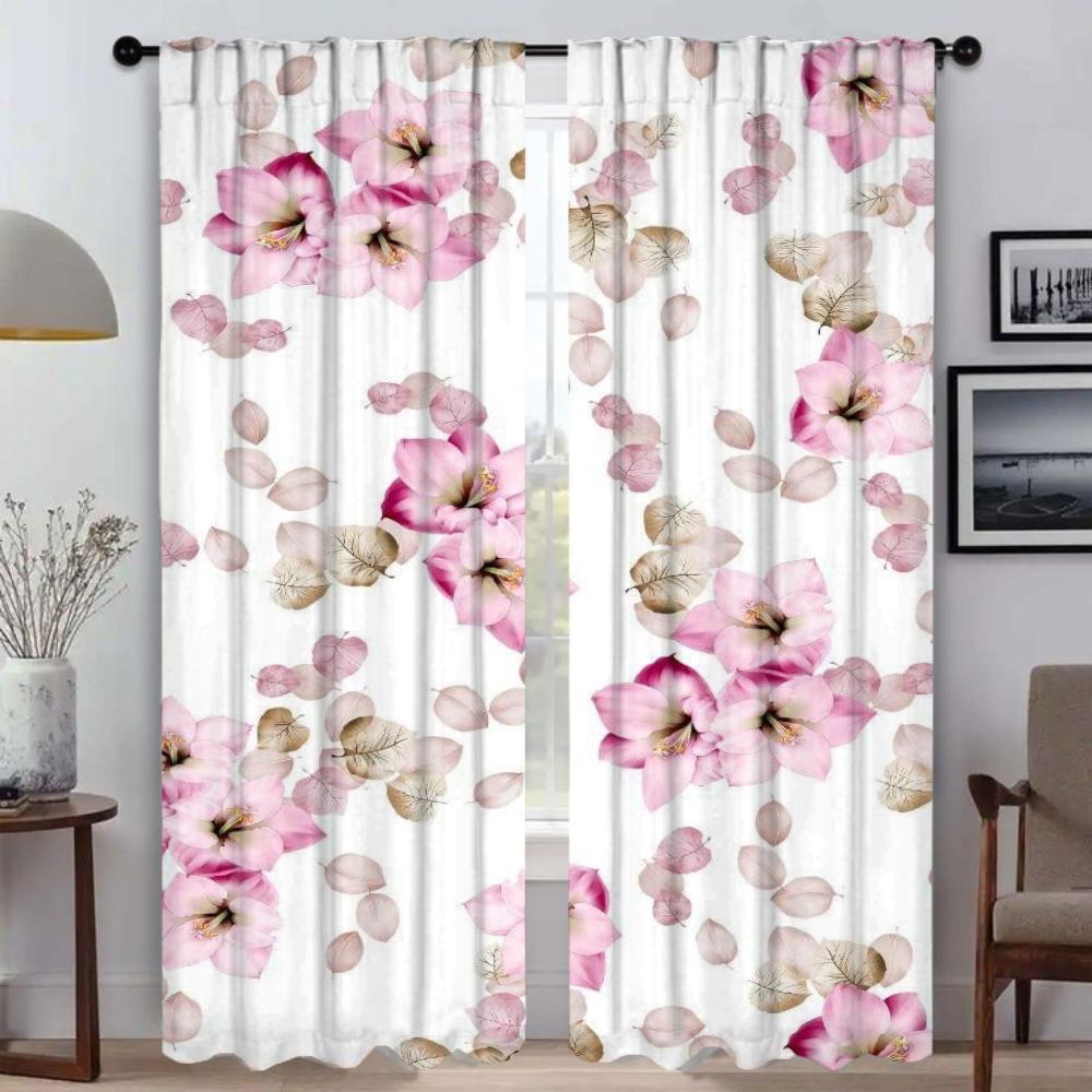 Curtains for Living Room Curtain for Room 2 Panel Beauty Flowers Home Interior Curtains Shades Partition Halloween Decoration