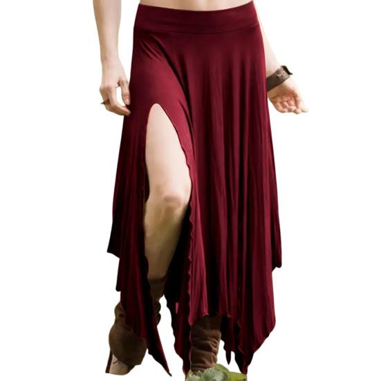 Женская юбка с высокой талией, однотонная, неровный подол, длинная юбка с боковыми разрезами, утягивающая юбка для работы, отдыха, путешествий