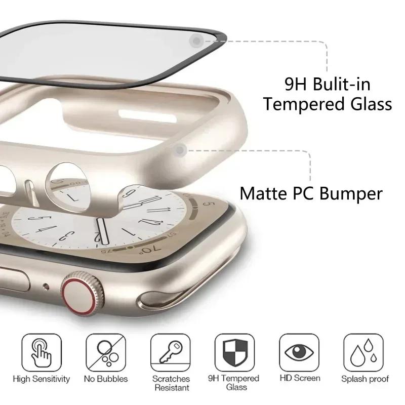 Стекло+корпус+ремешок для Apple Watch Band 42 мм 44 мм 41 мм 40 мм 38 мм 45 мм 49 мм Защитные пленки для Apple IWatch Series 8 7 6 SE 5 4