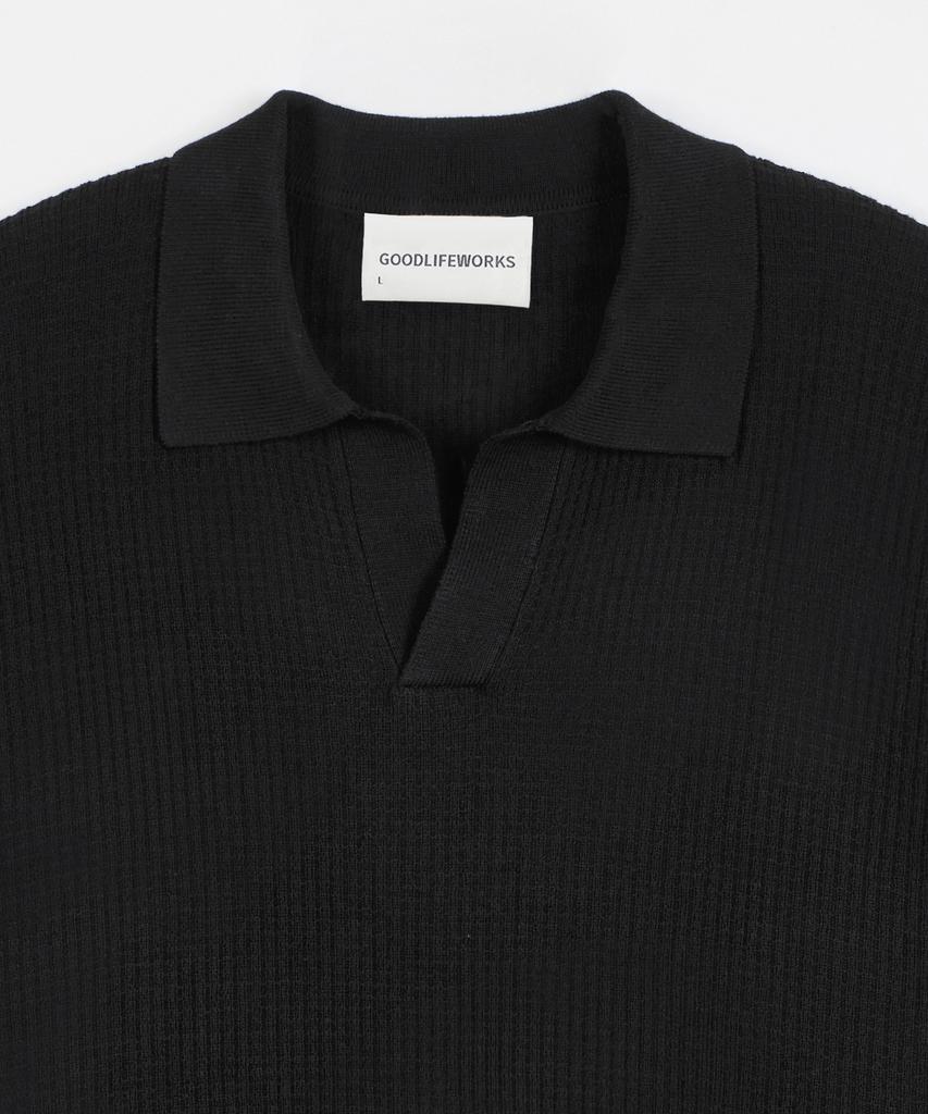 GLW Waffle Half Knit с открытым воротником Черный