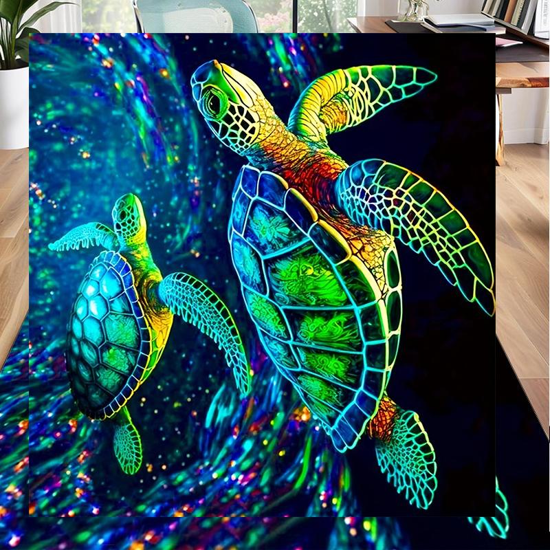 Cartoon Sea Turtle Artwork Office Rug Chair Mat, Entryway Carpet, Suitable for Front Door, Bedroom, Living Room, Desk, Holiday Gift