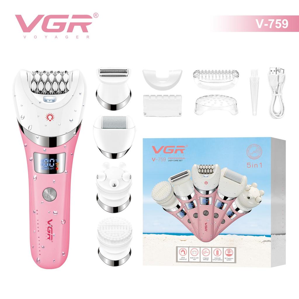 VGR 5-in-1 new high-end hair trimming set multifunctional body hair remover alloy blade full body hair removal device V-759