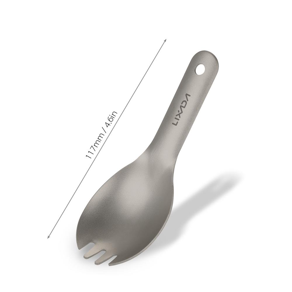 Lixada Титановая Spork с короткой ручкой Сверхлегкая детская детская Spork Столовые приборы для кемпинга и пикника на открытом воздухе