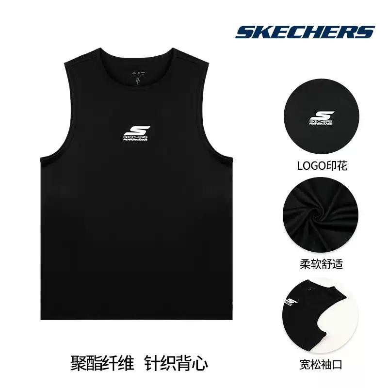 Skechers Tank Tops Men's Carbon Black-0018 Crew Neck Moderate P225M288-0018