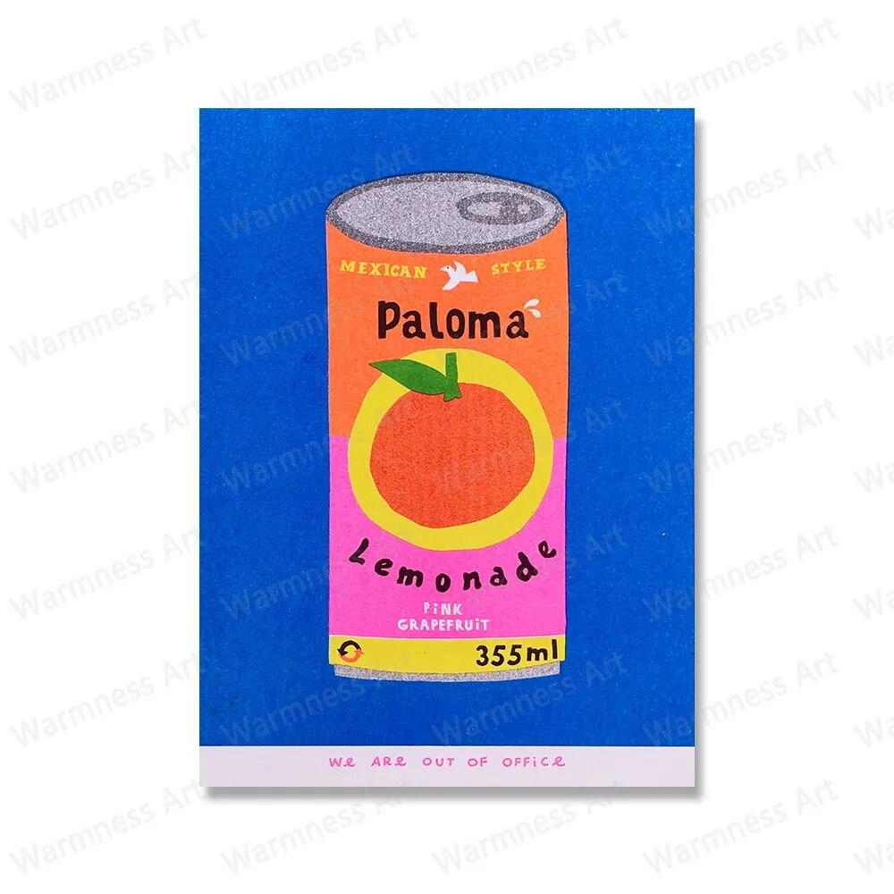 Японский розовый лимонный сок, цветущие чернила, консервированные сардины, помидоры, настенная живопись, скандинавский постер и принты, декор для гостиной, без рамки