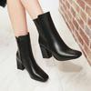 FOREADA Thick High Heel Boots Square Toe Winter Boots Women Ankle Boots Zipper Ladies Autumn Shoes White Black Red Size 33-43