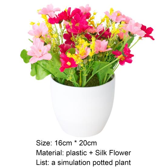 Имитация бонсай астры офисный декор для рабочего стола пластиковый красочный свежий искусственный цветок в горшке для вечеринок