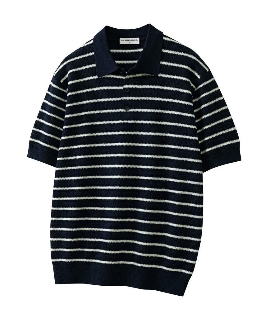 UNTAPPED STUDIO [2Pack] Linen Crochet Collar Striped Short Sleeve Knit 5 Colors
