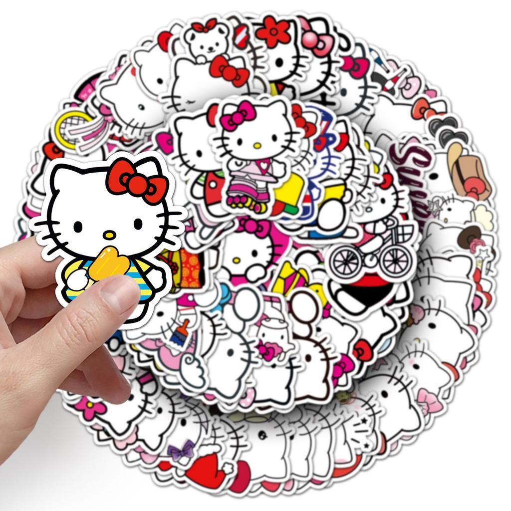 100 водостойких наклеек Sanrio Hello Kitty - Милые декоративные дизайны для мобильных телефонов