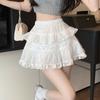 Kawaii Mini Skirt Women Lace Ruffle Patchwork Summer High Waist Balletcore A-line Short Skirt Coquette Girl Aesthetic