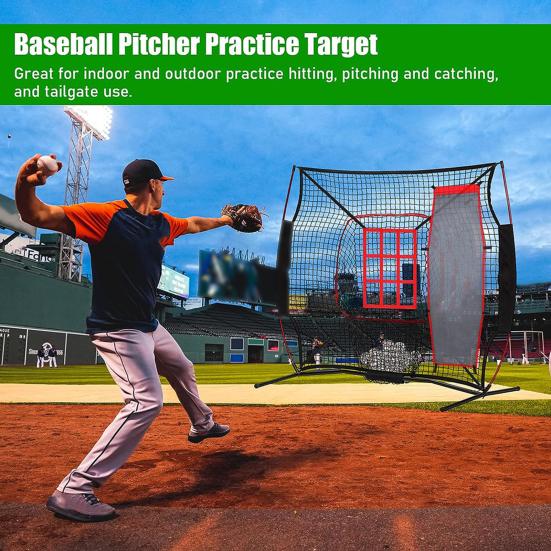 Бейсбольная сетка Сетка для подачи Очень большая Простая в установке Портативная сетка для ударов Сетка для тренировки ватина Спортивные аксессуары