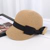Casual hat bow dome equestrian hat cap women's travel sunshade sun protection beach straw hat top hat