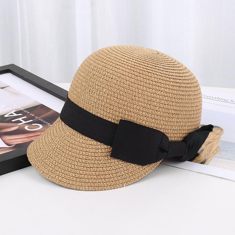 Casual hat bow dome equestrian hat cap women's travel sunshade sun protection beach straw hat top hat