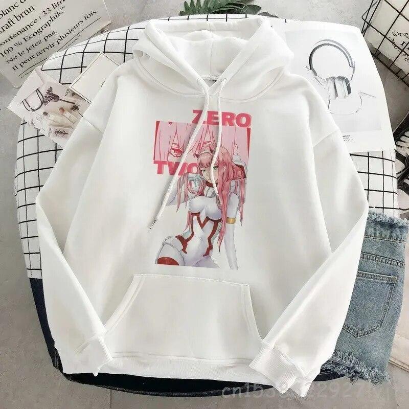 DARLING In The FRANXX Zero Two Толстовка Женская Harajuku Уличная одежда с длинным рукавом Эстетическая толстовка Пуловер Хлопковый свитшот Унисекс Толстовка