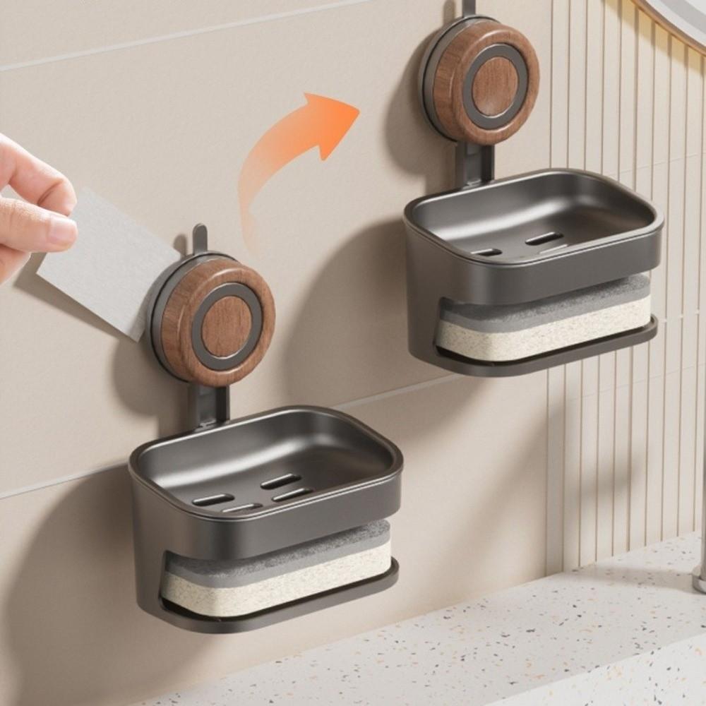Wall-mounted Laundry Soap Rack Double Layer Bar Soap Holder Self Draining Soap Case Sponge Holder
