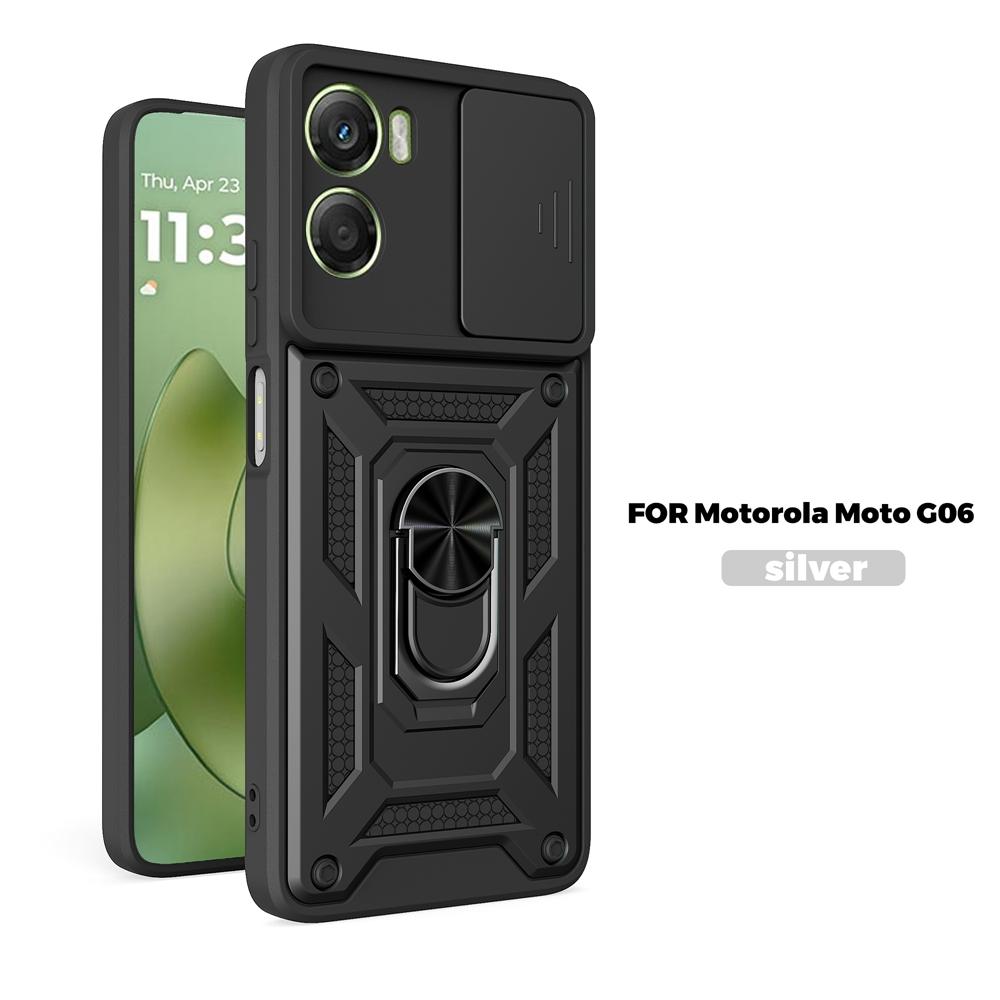 Для Motorola Moto G06 4G Чехол Противоударный Броня с Кольцом-Держателем Чехлы Для Moto G06 G 06 MotoG06 4G Сдвижная Защитная Крышка для Объектива