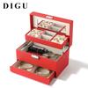 DIGU 2024 New Product Large Capacity Jewelry Case With Mirror Travel Portable Jewelry Case Jewelry Case Box