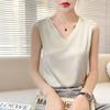 Women's Summer Vest Silk Slim V-neck Broad Shoulder Crop Inner Sleeveless Tops