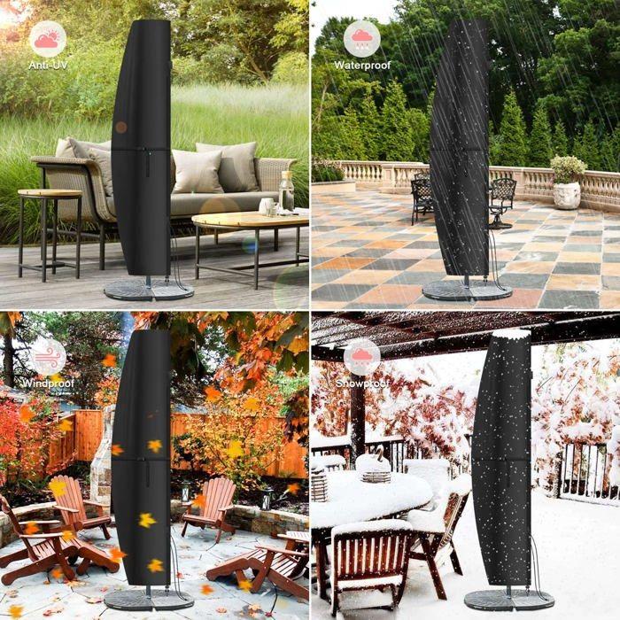 Housse de parasol extérieure imperméable AIMOONSA 280x40/81/50 cm avec tige et fermeture éclair