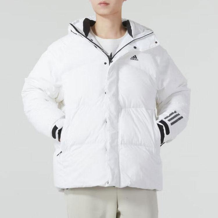 adidas 650 Puffy трехполосный ветрозащитный теплый пуховик с цветными блоками Мужская верхняя одежда Белый IL8925