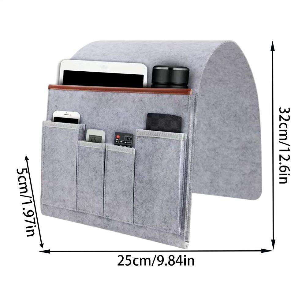 Household Sofa Armrest Storage Bag Felt Couch Recliner Armrest Bedside Organizer for Cell Phone Remote Control Hanging Bag