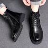 2024 Men Boots Luxury Brand Leather Boots Casual Fashion Ankle Booties for Men Winter High Top Black Platform Motorcycle Boots