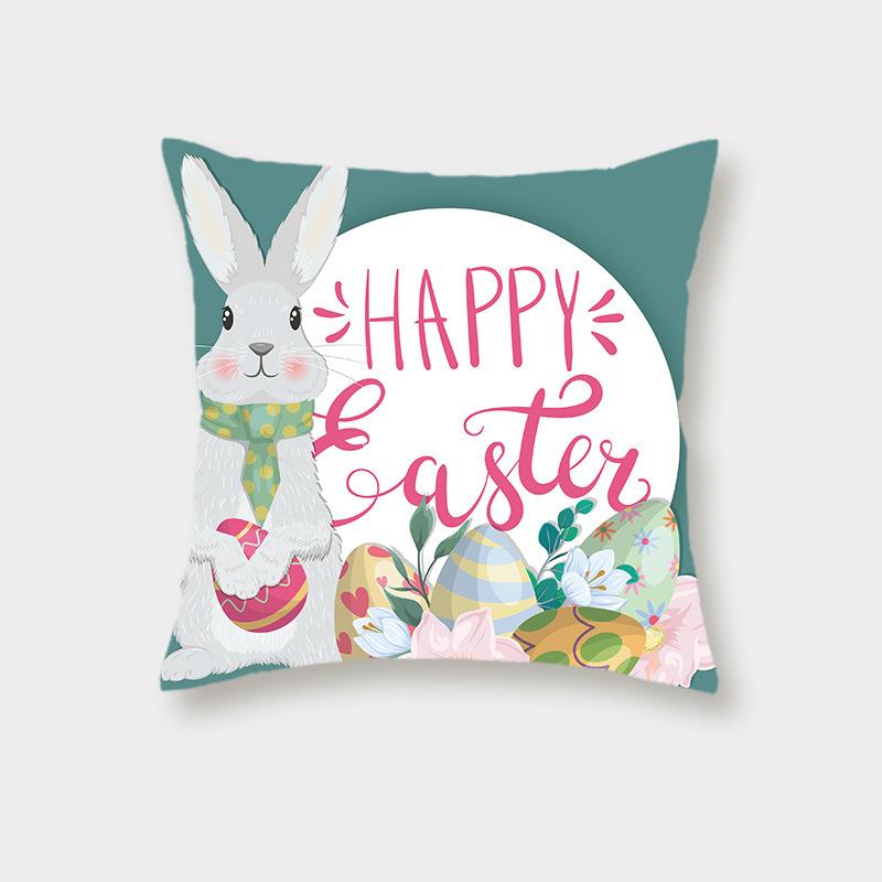 Easter Bunny Pastoral Farm Pillowcase Sofa Bedside Print Easter Egg Animals Leaning On The Waist Pillow