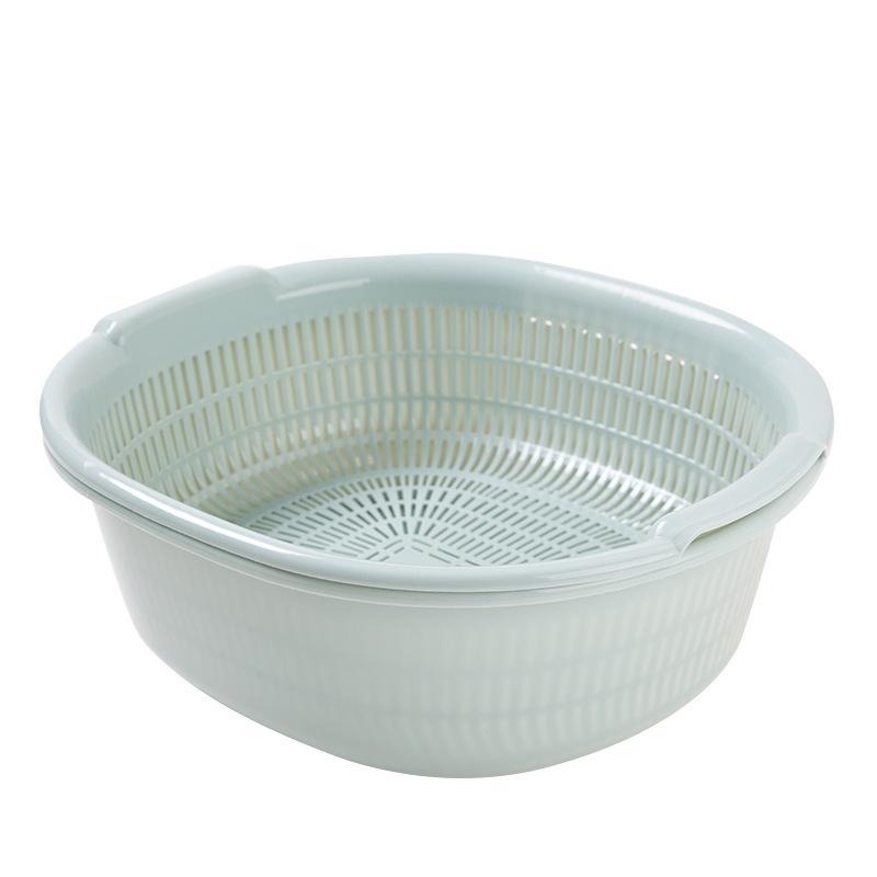 Double-Layer Plastic Drain Basket: Enlarged Kitchen Basin & Fruit Plate