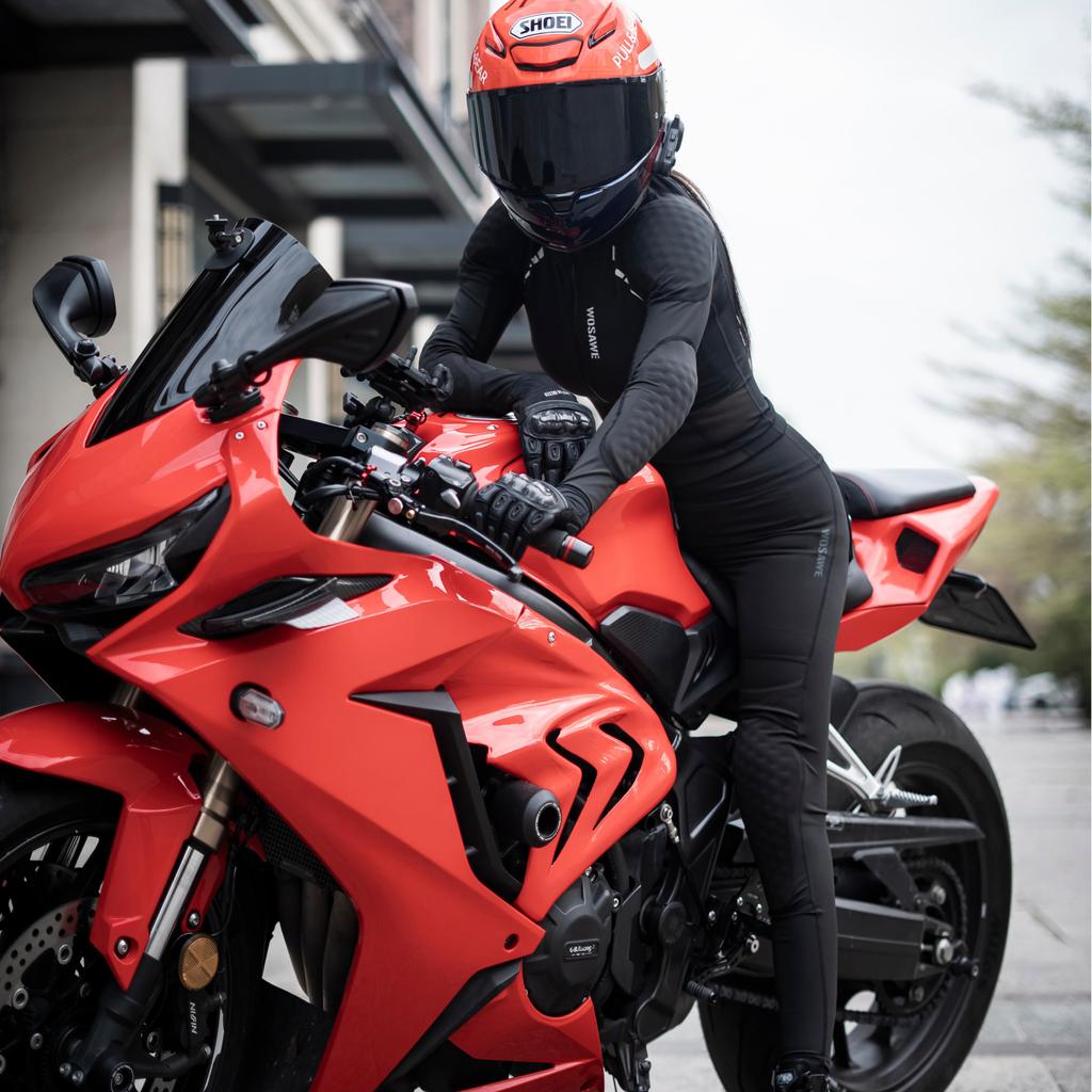Wosawe Women Motocross High Stretch Breathable CE Certified Removable Soft Gaiter Slimming Top High Waist Riding Pants Motorcycle Rider Soft Armor Set