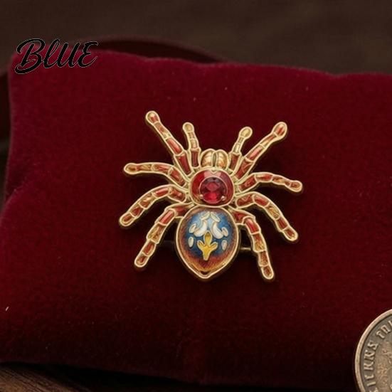 Винтажная брошь-булавка из сплава, готическая брошь-паук, декор из цветных страз, ретро-брошь-насекомое со стразами для курток и рюкзаков