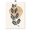 Beige Abstract Line Drawing Leaf Sun Natural Plant Boho Posters And Prints Canvas Painting Wall Art Pictures Living Room Decor
