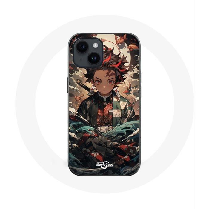 Coque pour Iphone 14 Plus - Maniacase - Demon Slayer Tanjiro - Souple - Noir - Anime