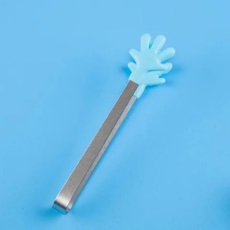 1PCS Small Food Tongs, Mini Stainless Steel Tongs with Silicone Tips, for Cooking Grilling BBQ Buffet, 5 Inch