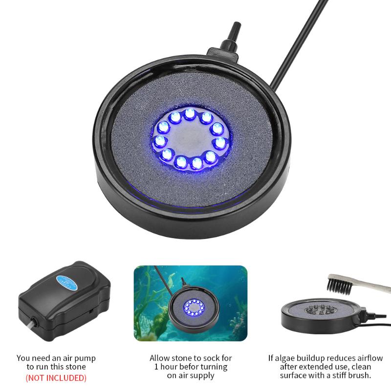 Аэратор для аквариума с USB-питанием и светодиодной подсветкой, погружной, для создания пузырьков, для декора аквариума