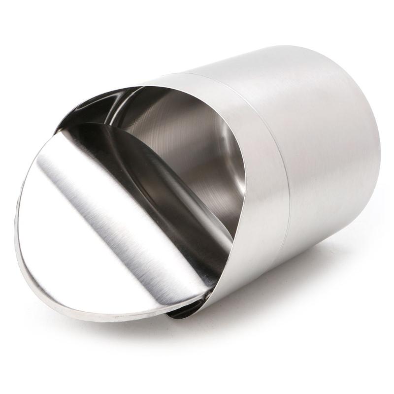 Stainless Steel Desk Trash Bin Countertop Waste Can With Swing Lid 1.5 L