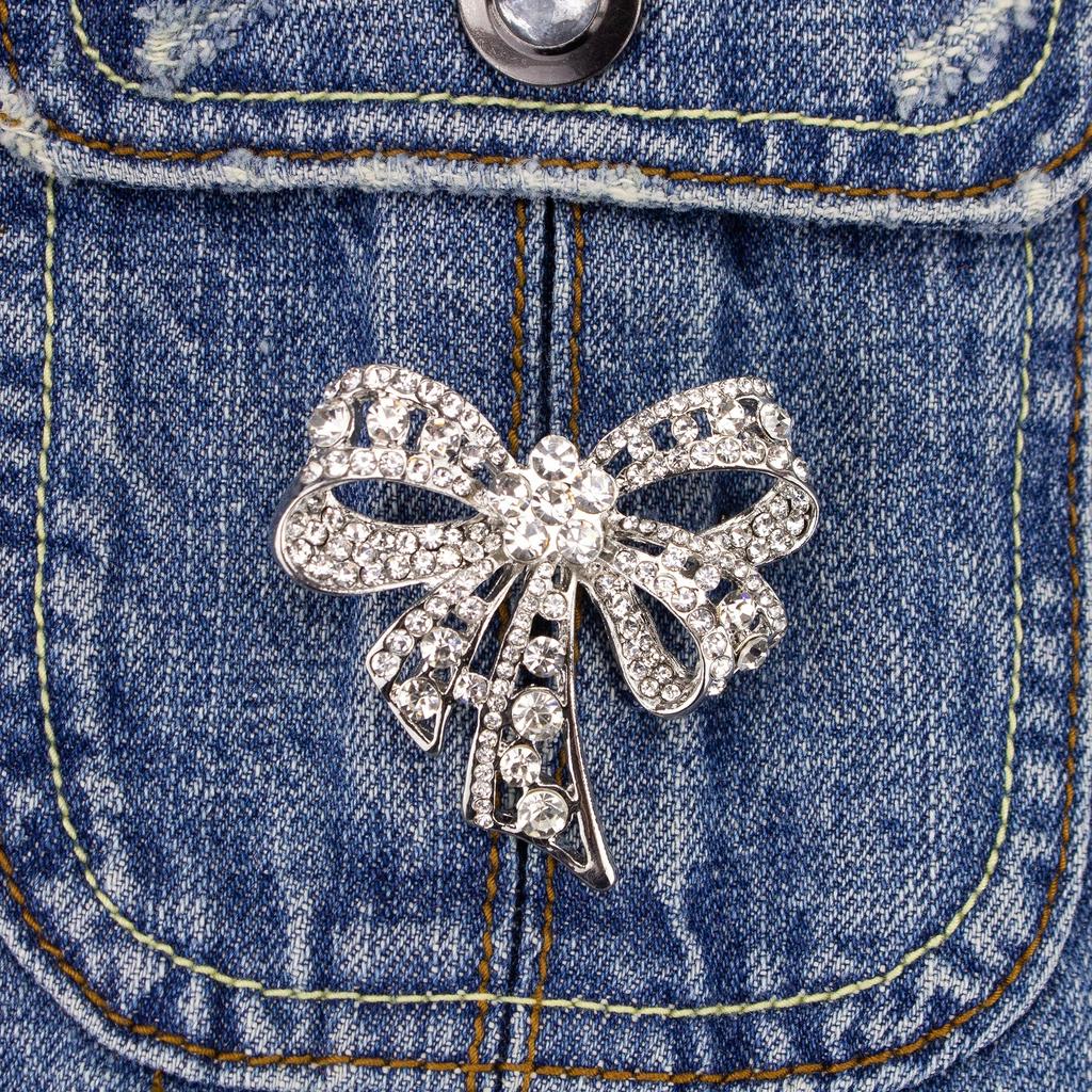 Pinets Brooch With Zircons Rhinestones Bow