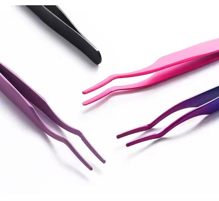 High Quality Hot Sale Custom Stainless Steel Eyelash Aid Makeup Eyelash Extension Tweezer Professional Beauty Tweezer