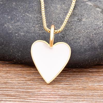 Nidin Romantic Heart Couple Necklace 5 Colors Simple Valentine's Day Sweater Chain Fine Friend Lovers Wedding Party Gift Jewelry