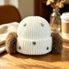 Ear protection wool hat women's autumn and winter versatile cute headgear outdoor cold-proof warm fleece knitted hat