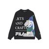 Fila X V&A Коллаборация Серия Morgan Принт с животными Письмо Повседневный пуловер Свитшот Мужской свитшот Черный F11M418203F-BK
