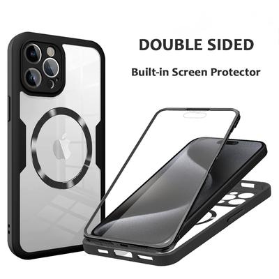 360 Полный Корпус Прозрачный Магнитный Чехол Для Телефона Magsafe Для iPhone 16 15 11 12 13 14 Pro Max 15 Plus Беспроводной Зарядный Чехол