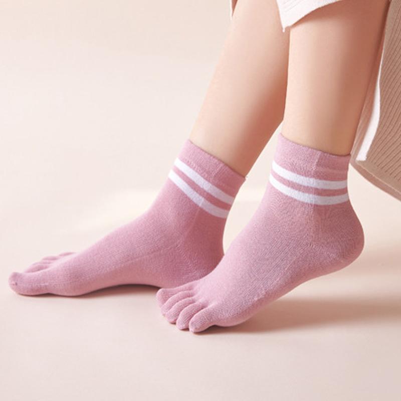 1/5 Pairs Toes Short Socks Woman Girl Cotton Striped Solid Breathable Soft Elastic Invisible Socks 5 Finger Socks Harajuku